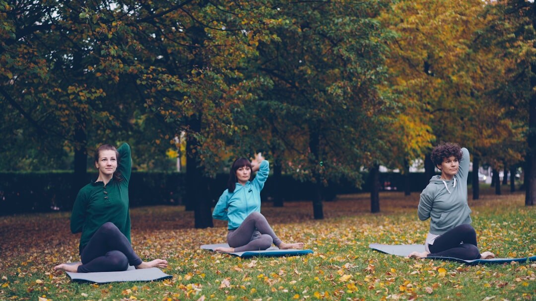 group of seniors exercising outdoors