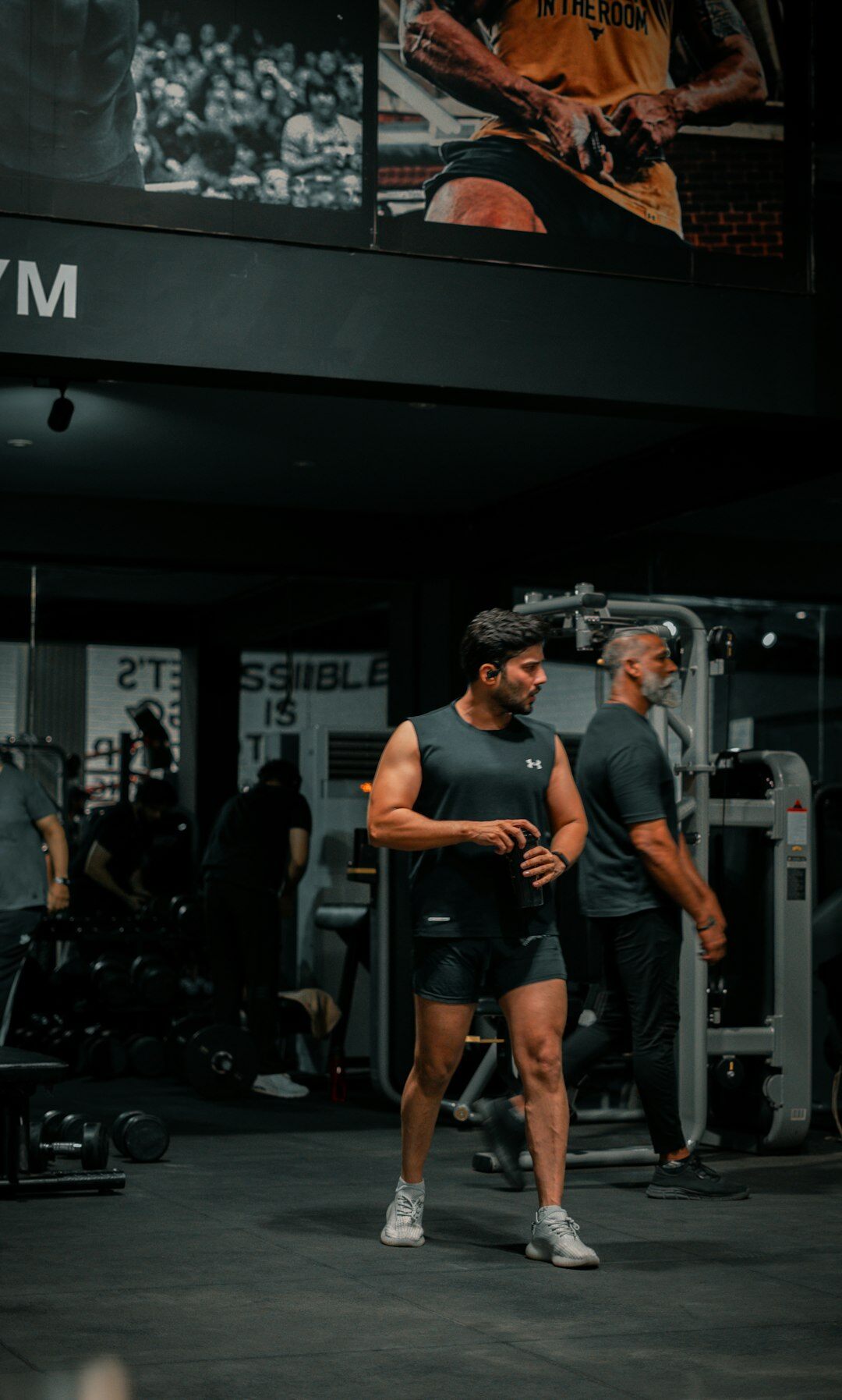 seniors exercising in modern gym